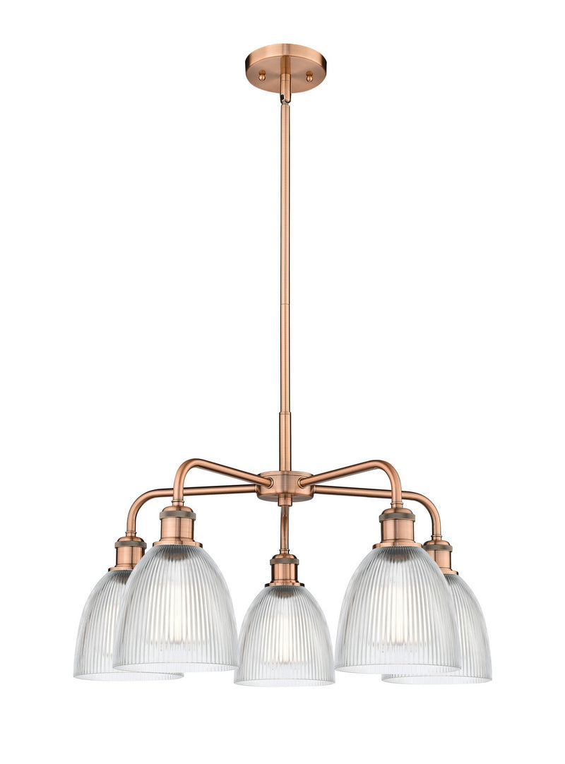 Innovations 516-5CR-AC-G382 Five Light Chandelier, Antique Copper