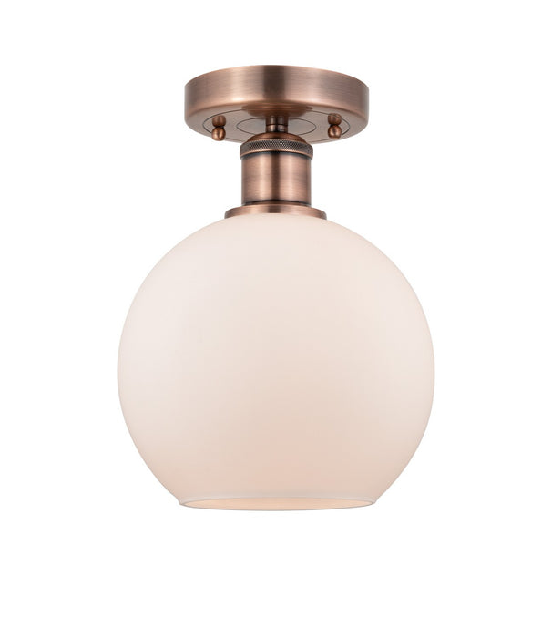 Innovations 616-1F-AC-G121-8 One Light Semi-Flush Mount, Antique Copper