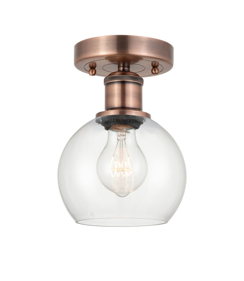 Innovations 616-1F-AC-G122-6 One Light Semi-Flush Mount, Antique Copper