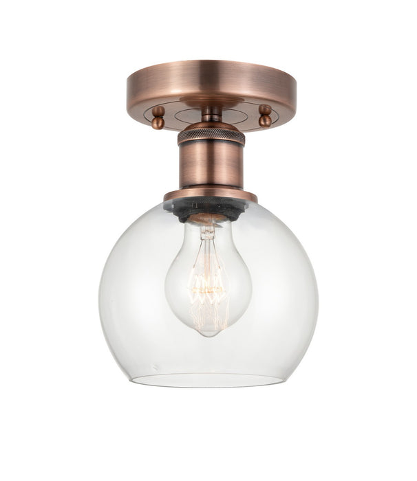 Innovations 616-1F-AC-G122-6 One Light Semi-Flush Mount, Antique Copper