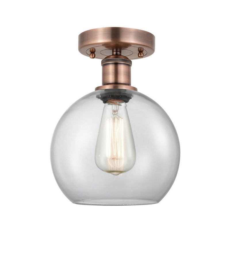 Innovations 616-1F-AC-G122-8 One Light Semi-Flush Mount, Antique Copper