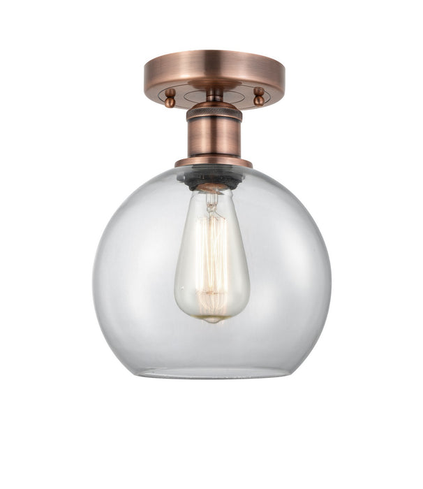 Innovations 616-1F-AC-G122-8 One Light Semi-Flush Mount, Antique Copper