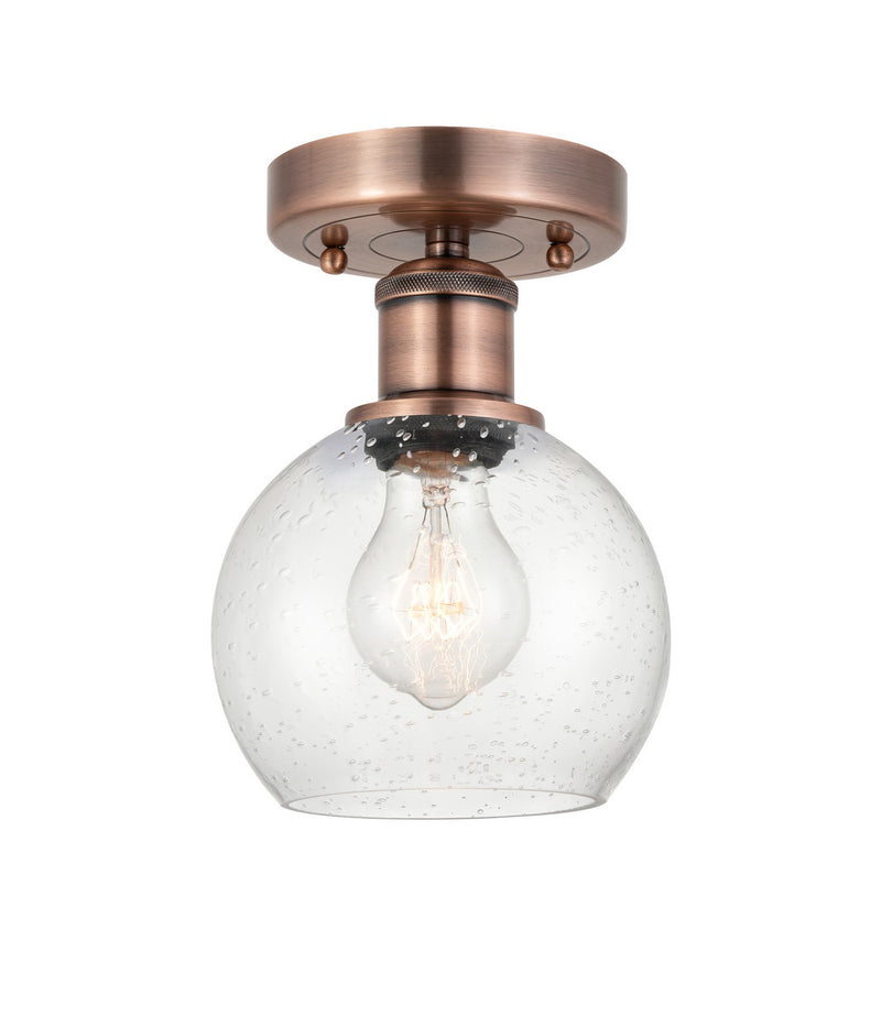 Innovations 616-1F-AC-G124-6 One Light Semi-Flush Mount, Antique Copper