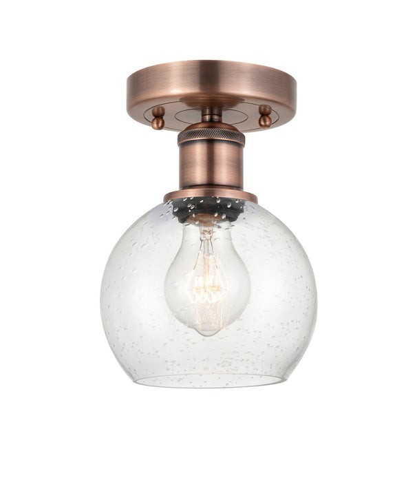 Innovations 616-1F-AC-G124-6 One Light Semi-Flush Mount, Antique Copper