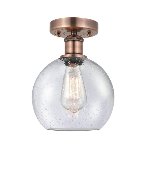 Innovations 616-1F-AC-G124-8 One Light Semi-Flush Mount, Antique Copper