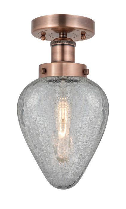Innovations 616-1F-AC-G165 One Light Semi-Flush Mount, Antique Copper