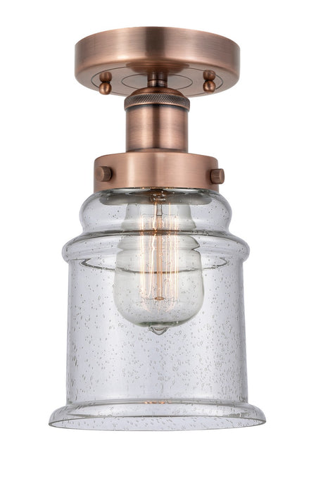 Innovations 616-1F-AC-G184 One Light Semi-Flush Mount, Antique Copper