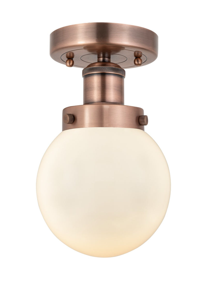 Innovations 616-1F-AC-G201-6 One Light Semi-Flush Mount, Antique Copper