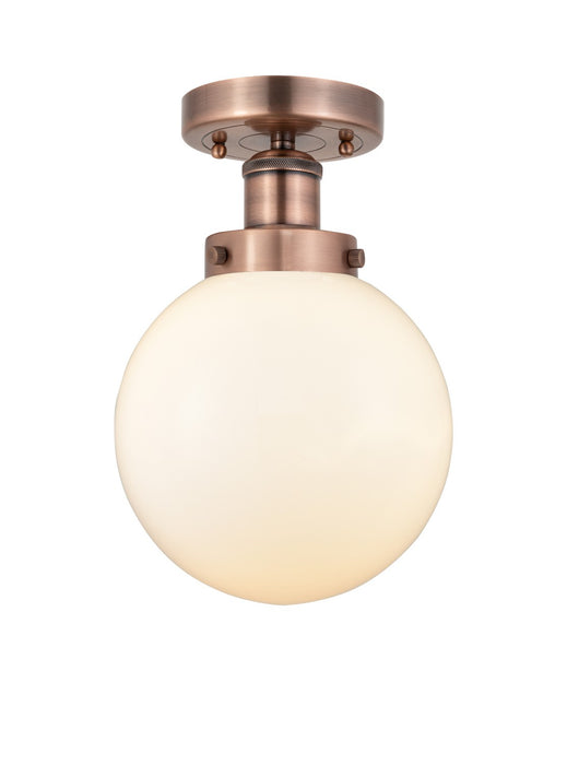 Innovations 616-1F-AC-G201-8 One Light Semi-Flush Mount, Antique Copper
