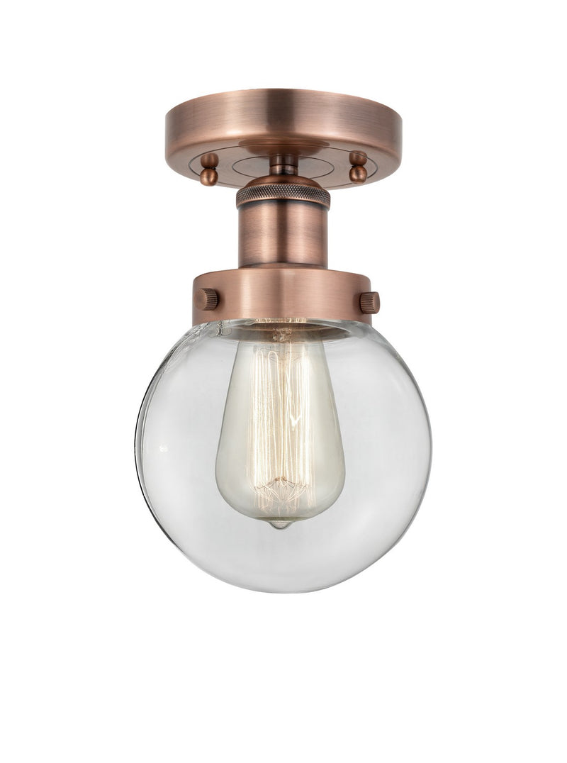 Innovations 616-1F-AC-G202-6 One Light Semi-Flush Mount, Antique Copper
