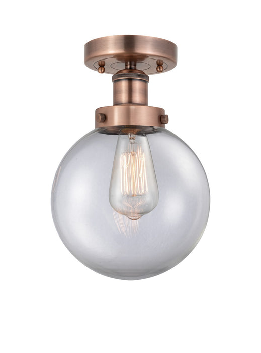 Innovations 616-1F-AC-G202-8 One Light Semi-Flush Mount, Antique Copper