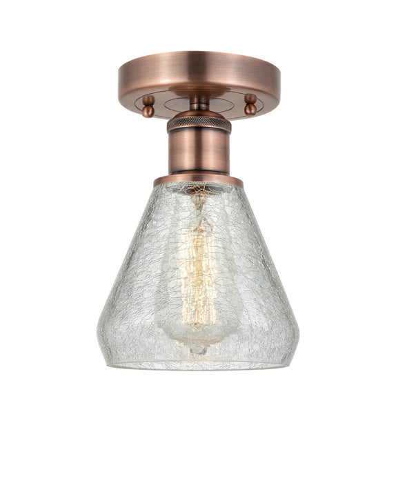 Innovations 616-1F-AC-G275 One Light Flush Mount, Antique Copper