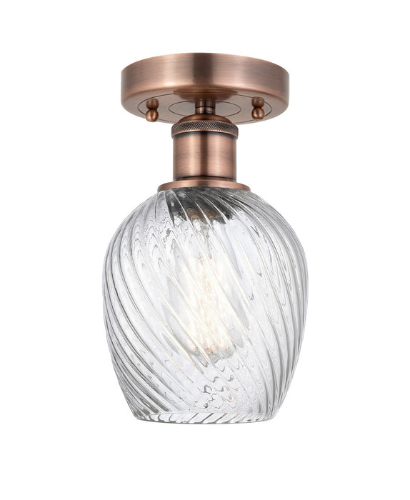 Innovations 616-1F-AC-G292 One Light Flush Mount, Antique Copper