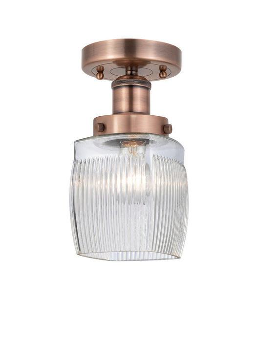 Innovations 616-1F-AC-G302 One Light Semi-Flush Mount, Antique Copper