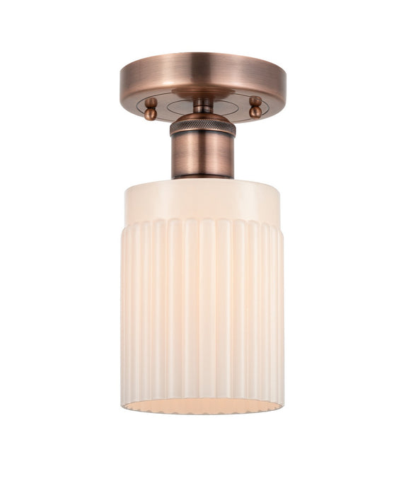 Innovations 616-1F-AC-G341 One Light Semi-Flush Mount, Antique Copper