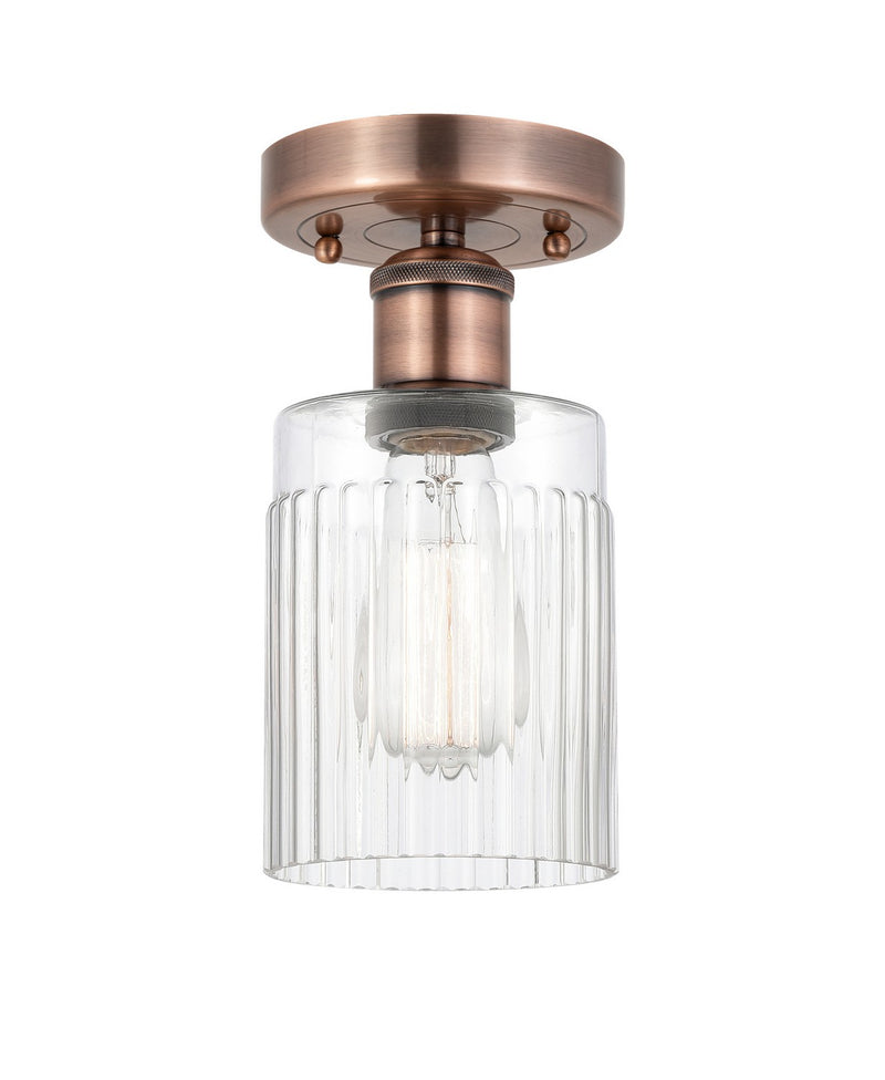 Innovations 616-1F-AC-G342 One Light Semi-Flush Mount, Antique Copper