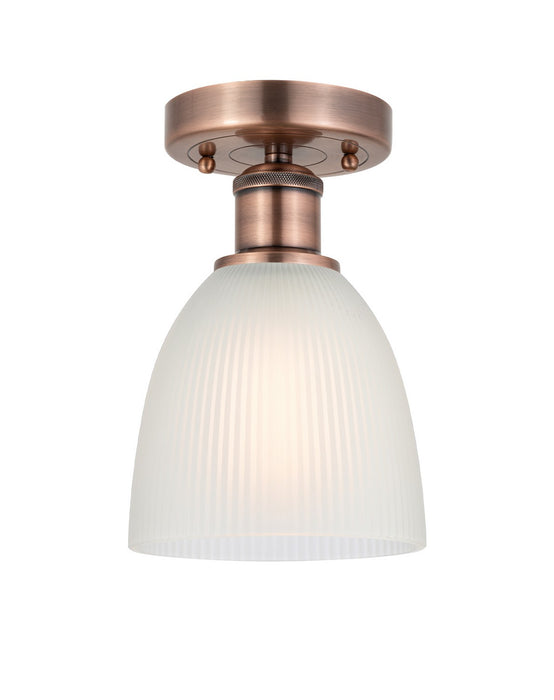 Innovations 616-1F-AC-G381 One Light Flush Mount, Antique Copper