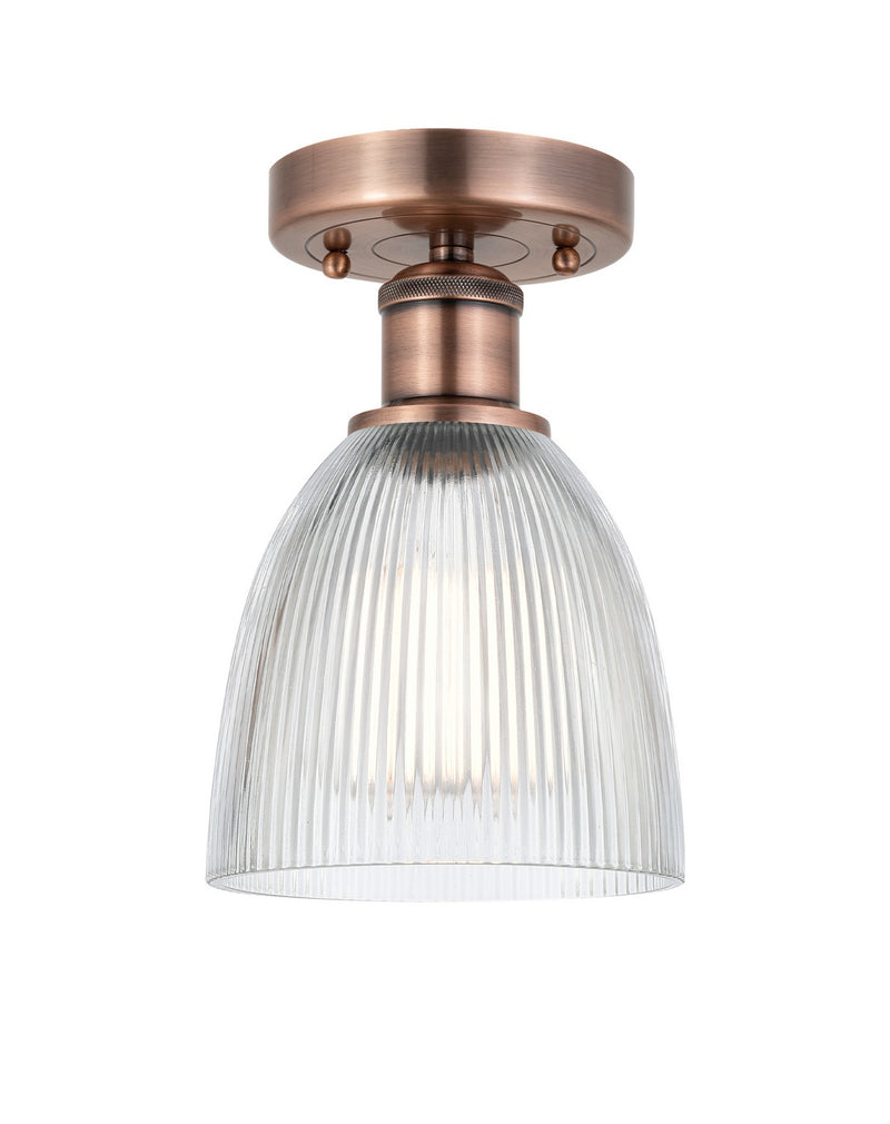 Innovations 616-1F-AC-G382 One Light Flush Mount, Antique Copper