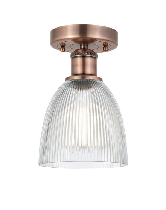 Innovations 616-1F-AC-G382 One Light Flush Mount, Antique Copper