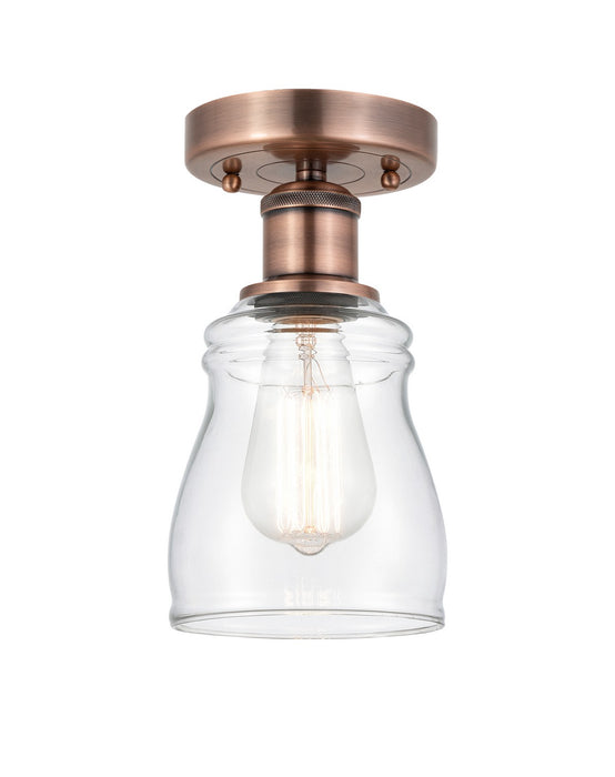 Innovations 616-1F-AC-G392 One Light Semi-Flush Mount, Antique Copper