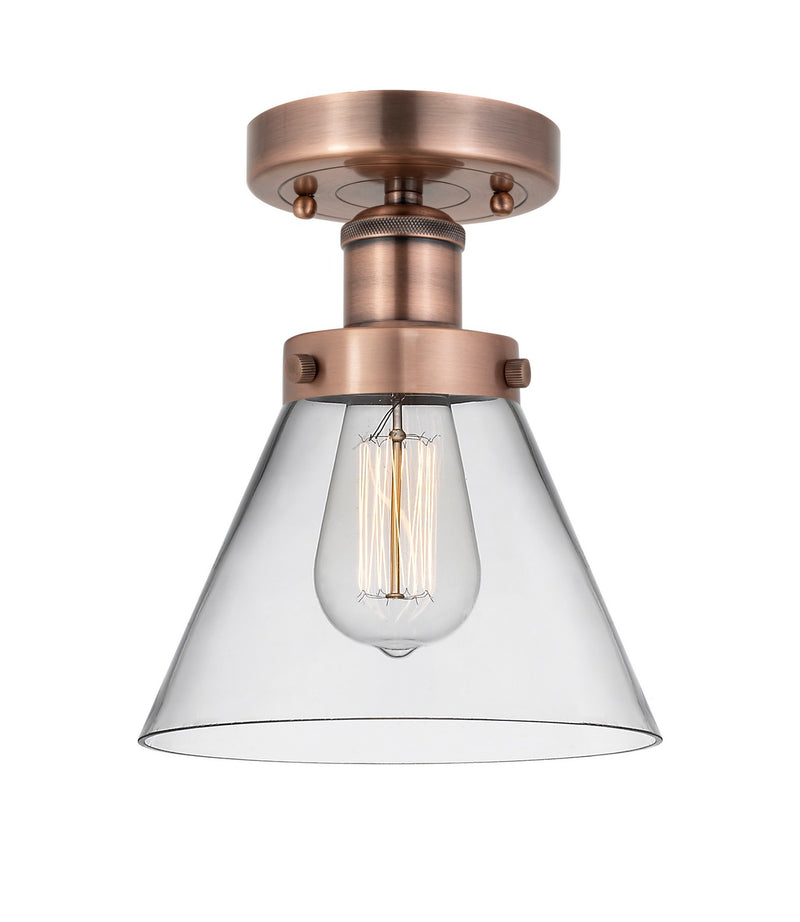 Innovations 616-1F-AC-G42 One Light Semi-Flush Mount, Antique Copper