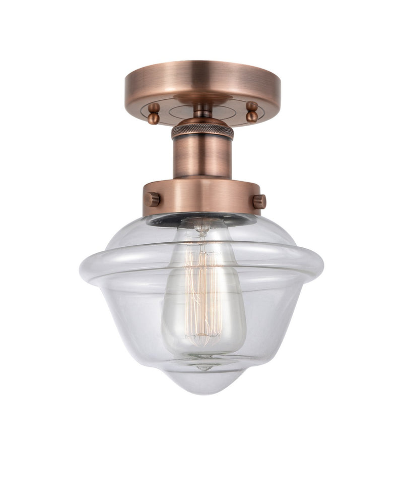 Innovations 616-1F-AC-G532 One Light Semi-Flush Mount, Antique Copper