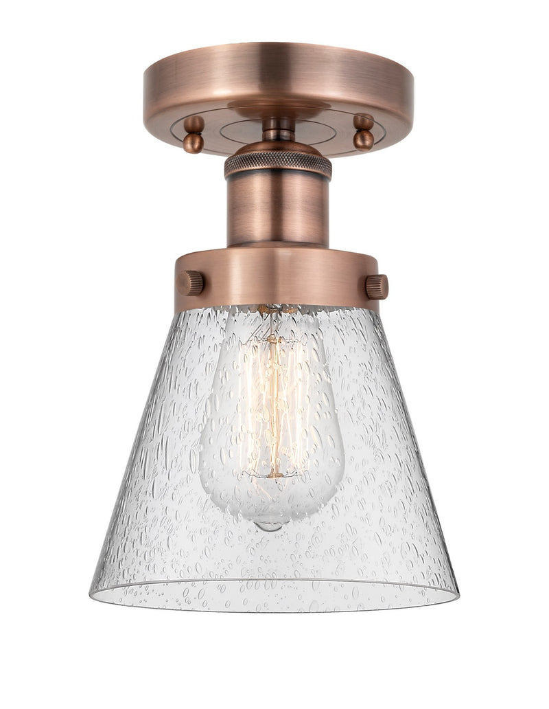 Innovations 616-1F-AC-G64 One Light Semi-Flush Mount, Antique Copper