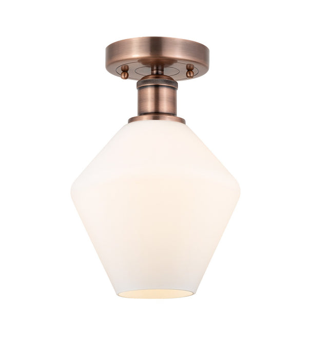 Innovations 616-1F-AC-G651-8 One Light Semi-Flush Mount, Antique Copper