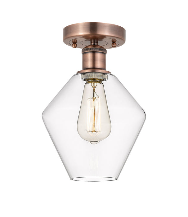 Innovations 616-1F-AC-G652-8 One Light Semi-Flush Mount, Antique Copper