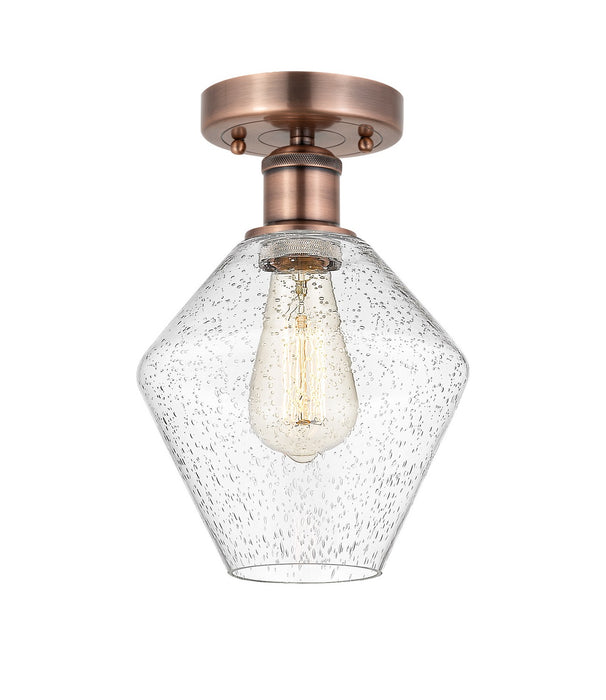 Innovations 616-1F-AC-G654-8 One Light Semi-Flush Mount, Antique Copper