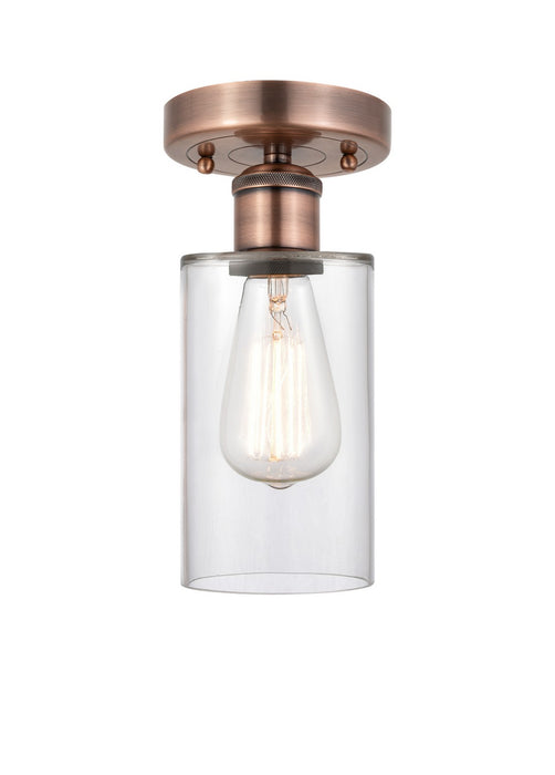 Innovations 616-1F-AC-G802 One Light Semi-Flush Mount, Antique Copper