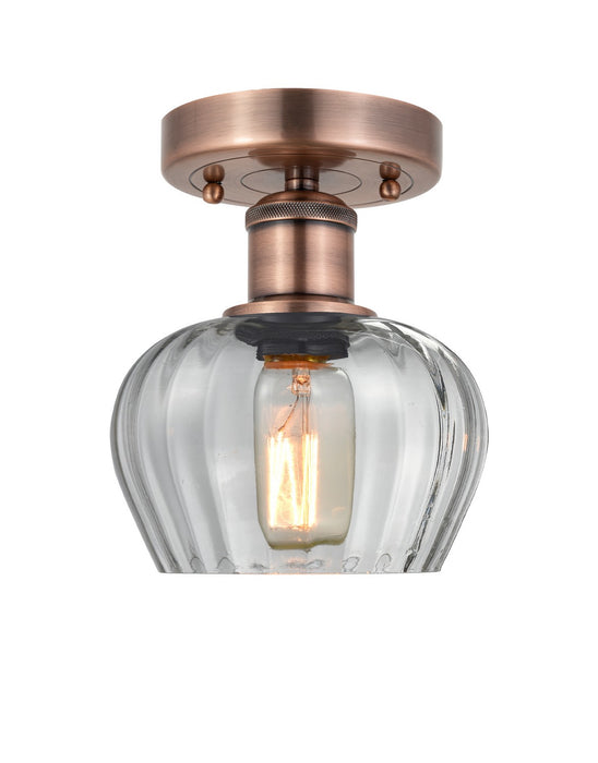 Innovations 616-1F-AC-G92 One Light Semi-Flush Mount, Antique Copper