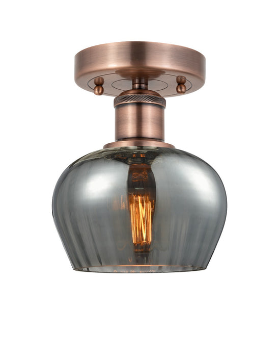 Innovations 616-1F-AC-G93 One Light Semi-Flush Mount, Antique Copper