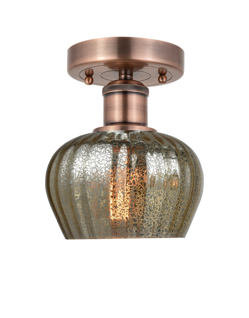 Innovations 616-1F-AC-G96 One Light Semi-Flush Mount, Antique Copper