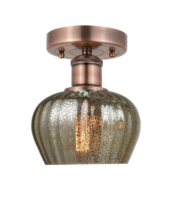 Innovations 616-1F-AC-G96 One Light Semi-Flush Mount, Antique Copper