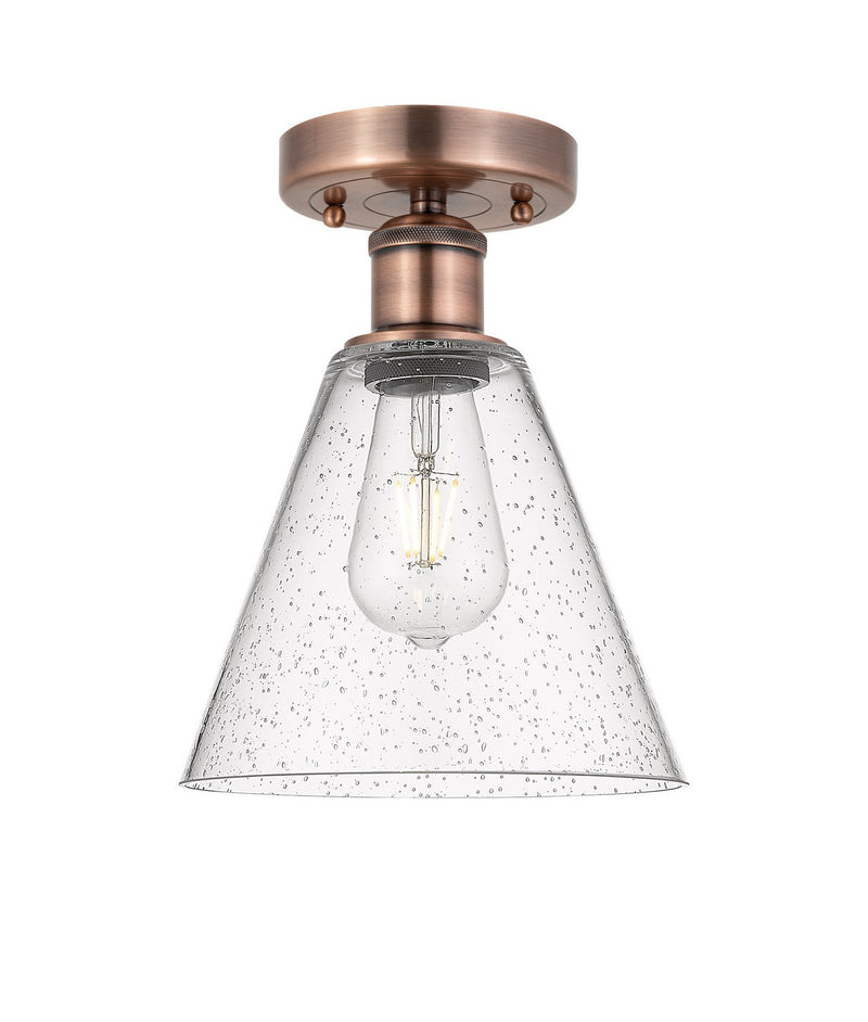 Innovations 616-1F-AC-GBC-84 One Light Semi-Flush Mount, Antique Copper