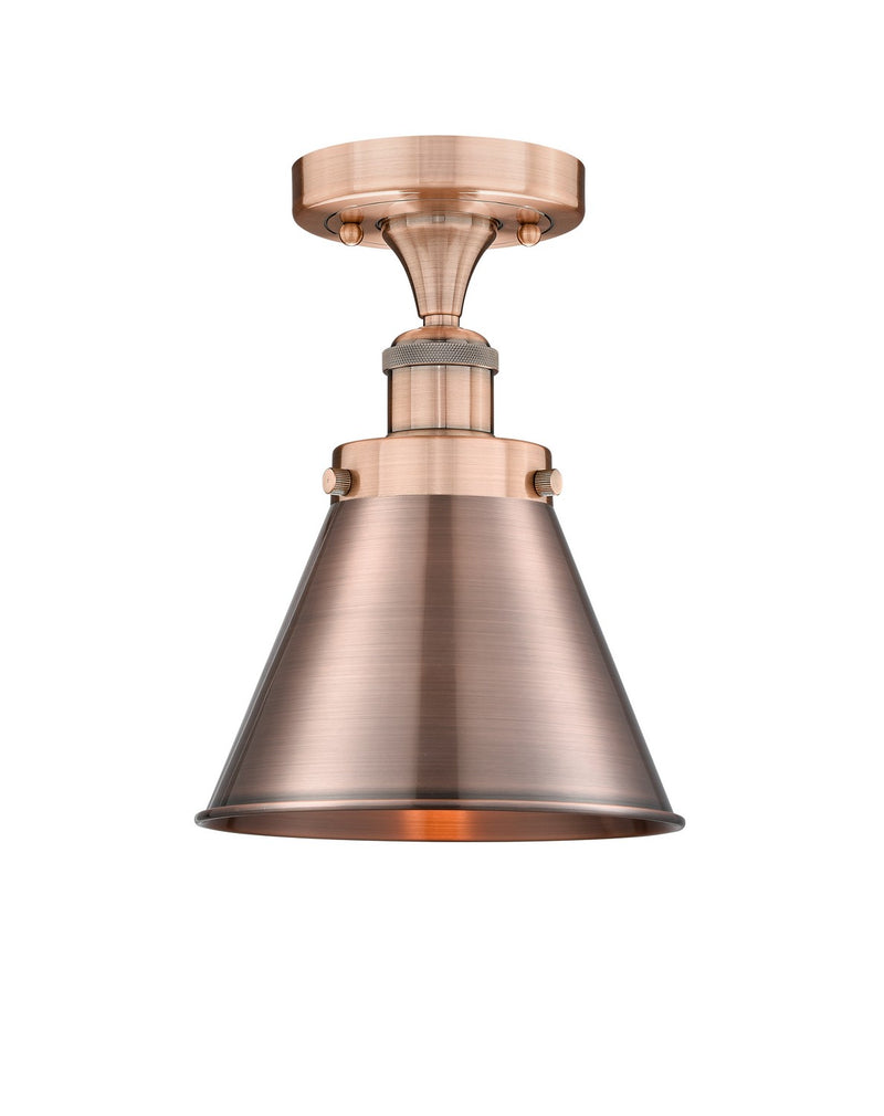 Innovations 616-1F-AC-M13-AC One Light Semi-Flush Mount, Antique Copper