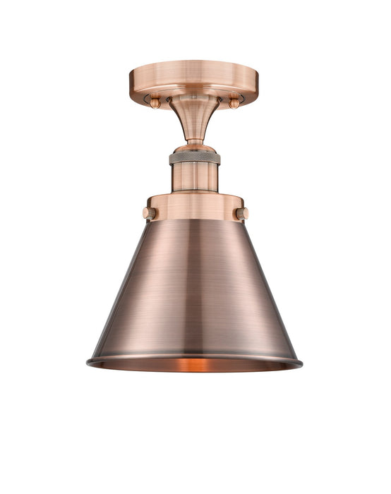Innovations 616-1F-AC-M13-AC One Light Semi-Flush Mount, Antique Copper
