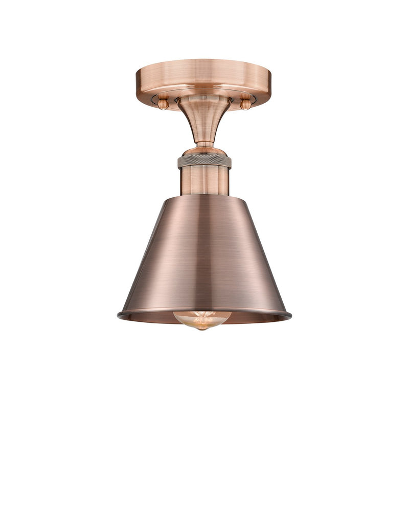 Innovations 616-1F-AC-M8-AC One Light Semi-Flush Mount, Antique Copper