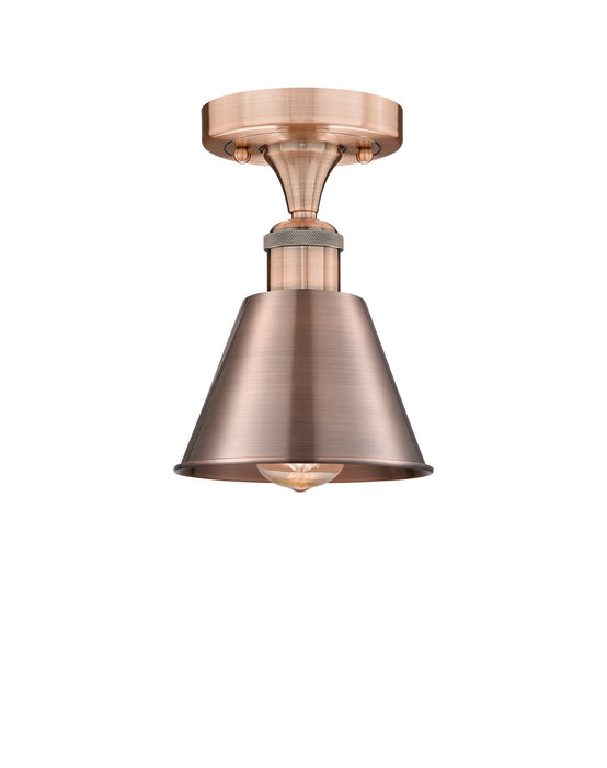 Innovations 616-1F-AC-M8-AC One Light Semi-Flush Mount, Antique Copper