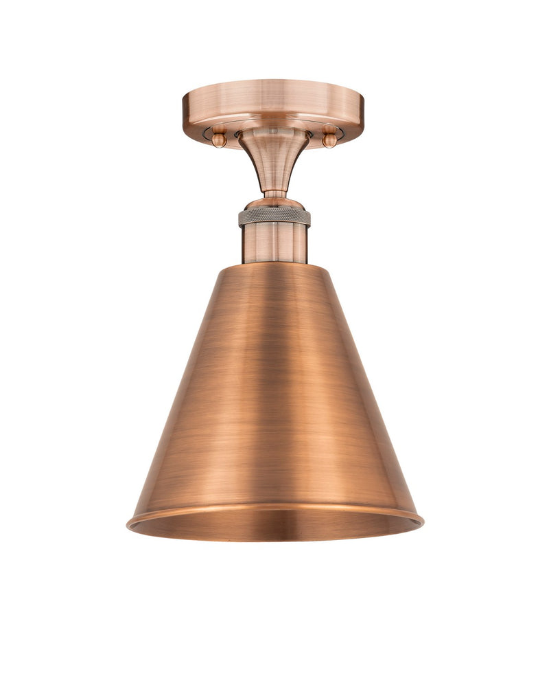 Innovations 616-1F-AC-MBC-8-AC One Light Semi-Flush Mount, Antique Copper