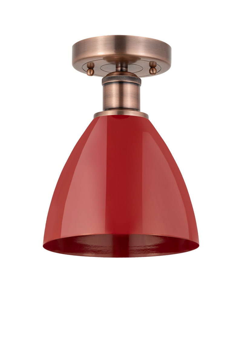 Innovations 616-1F-AC-MBD-75-RD One Light Semi-Flush Mount, Antique Copper