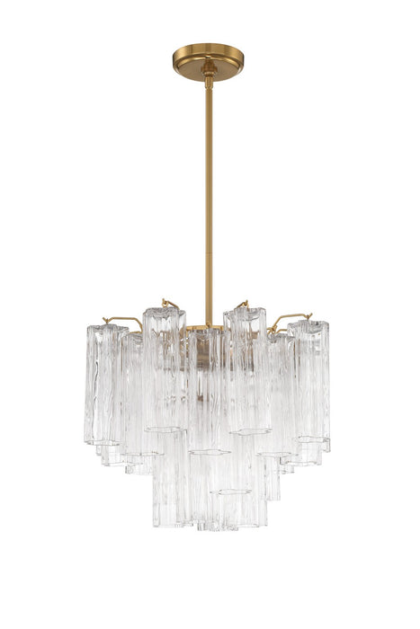 Crystorama ADD-300-AG-CL Four Light Chandelier, Aged Brass