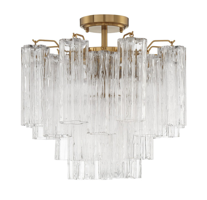 Crystorama ADD-300-AG-CL_CEILING Four Light Semi Flush Mount, Aged Brass