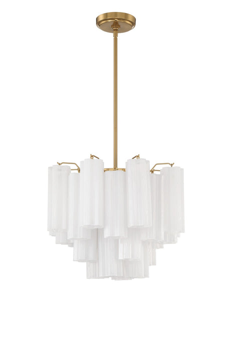 Crystorama ADD-300-AG-WH Four Light Chandelier, Aged Brass