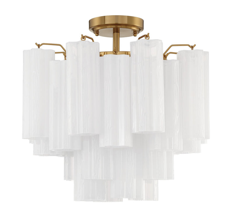 Crystorama ADD-300-AG-WH_CEILING Four Light Semi Flush Mount, Aged Brass