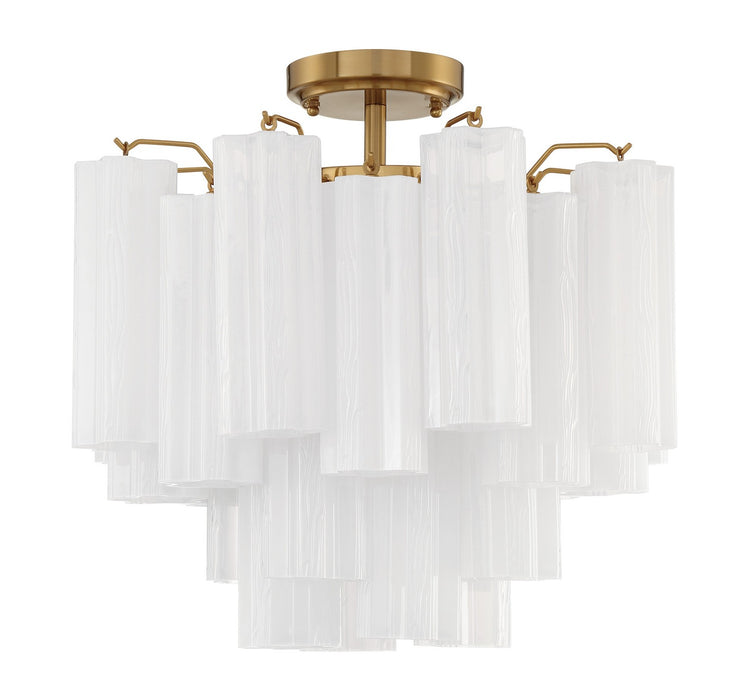 Crystorama ADD-300-AG-WH_CEILING Four Light Semi Flush Mount, Aged Brass
