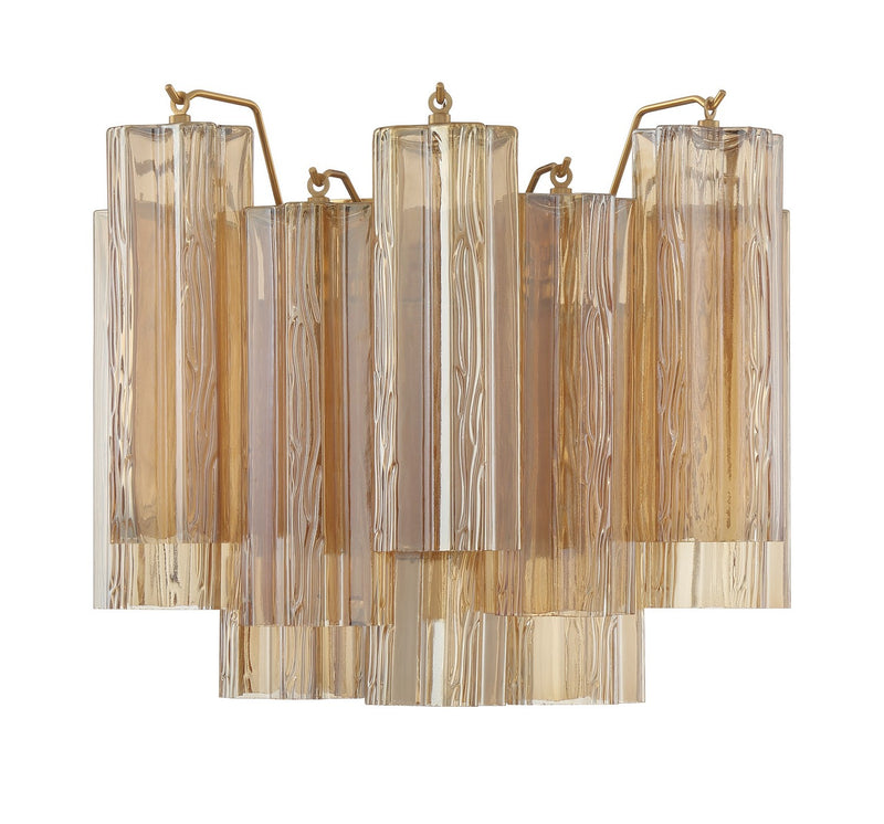 Crystorama ADD-302-AG-AM Two Light Wall Sconce, Aged Brass