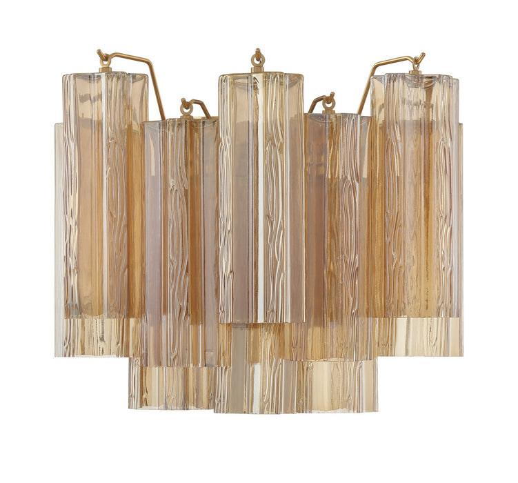 Crystorama ADD-302-AG-AM Two Light Wall Sconce, Aged Brass