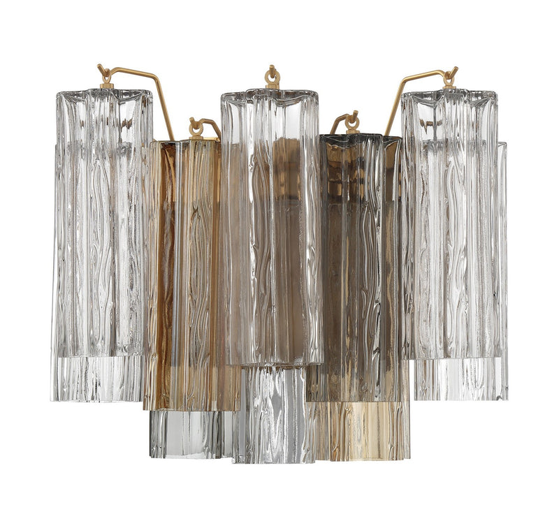 Crystorama ADD-302-AG-AU Two Light Wall Sconce, Aged Brass
